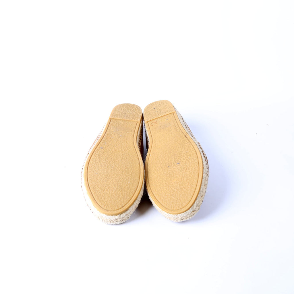 SAINT LAURENT YSL Logo Suede Espadrilles Size 36 Brown