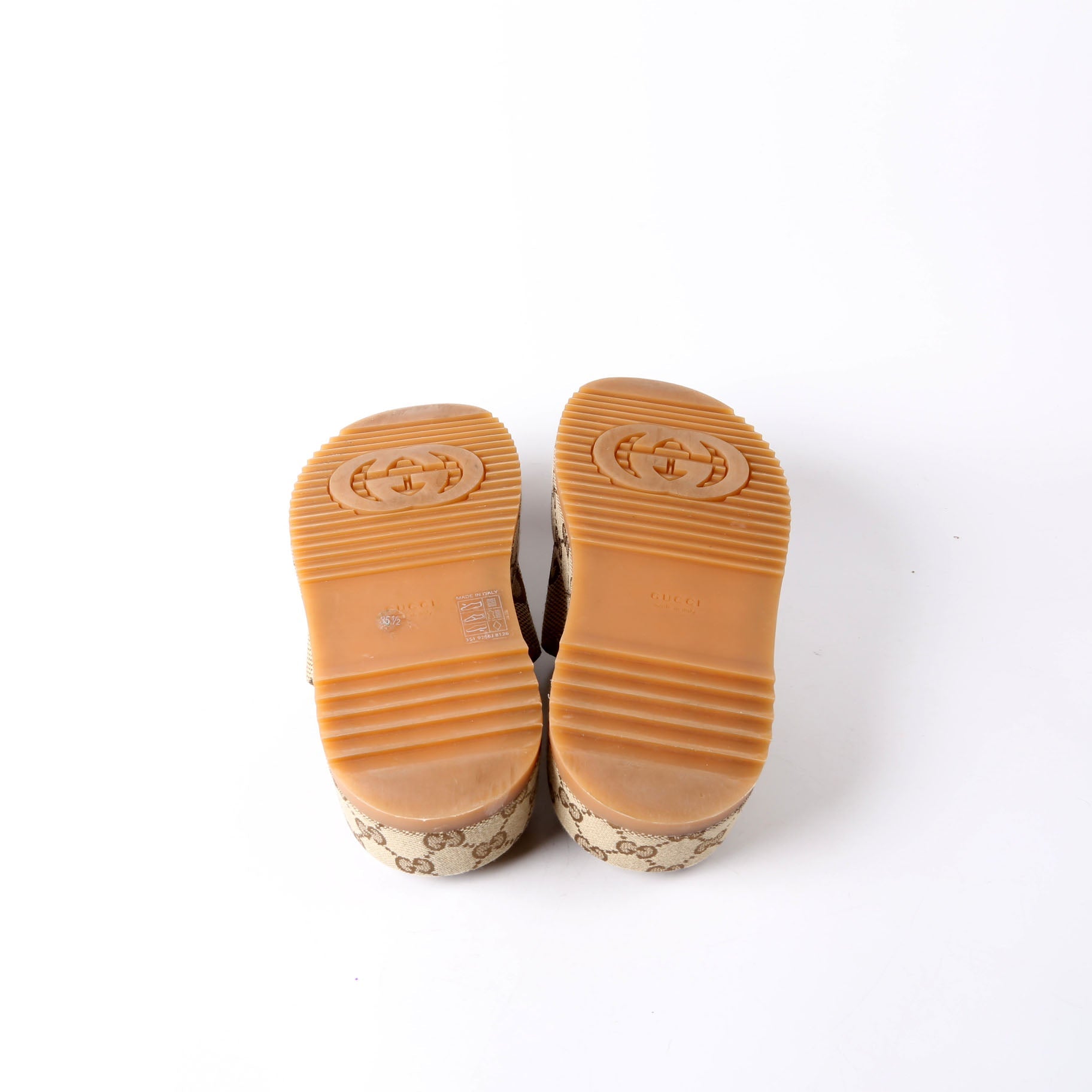 Gucci GG Canvas Platform Slides Beige/Brown