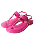 CC Logo Chain T-Strap Sandals size 38.5 Pink/Gold