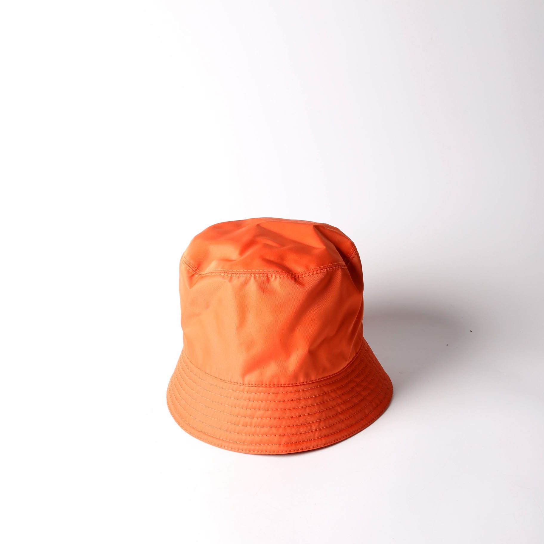 Prada 1HC137 Re-Nylon Triangle Logo Bucket Hat Size Medium Orange