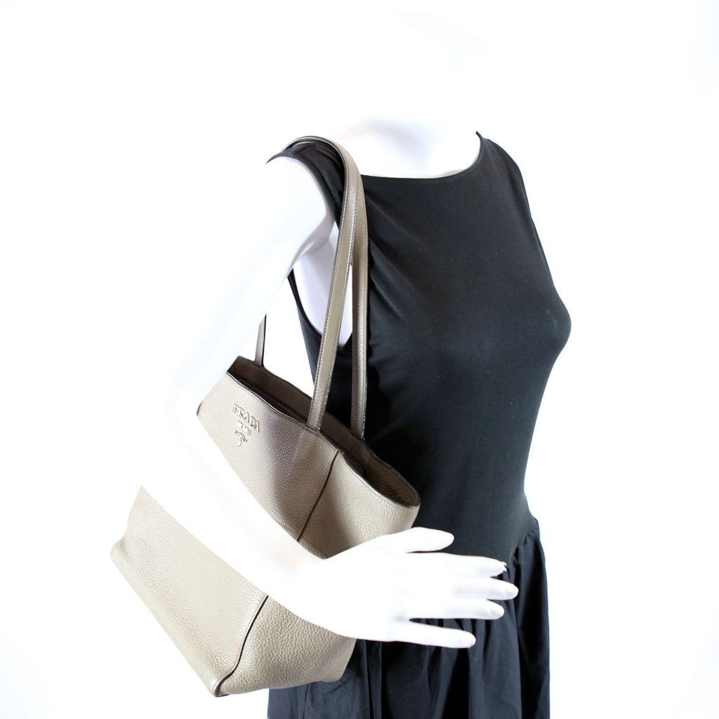 Vitello Phenix Shopping Tote Taupe