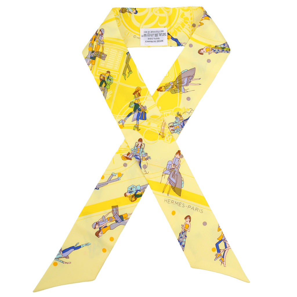 Ex Libris Les Parisiennes Twilly Silk Scarf Yellow