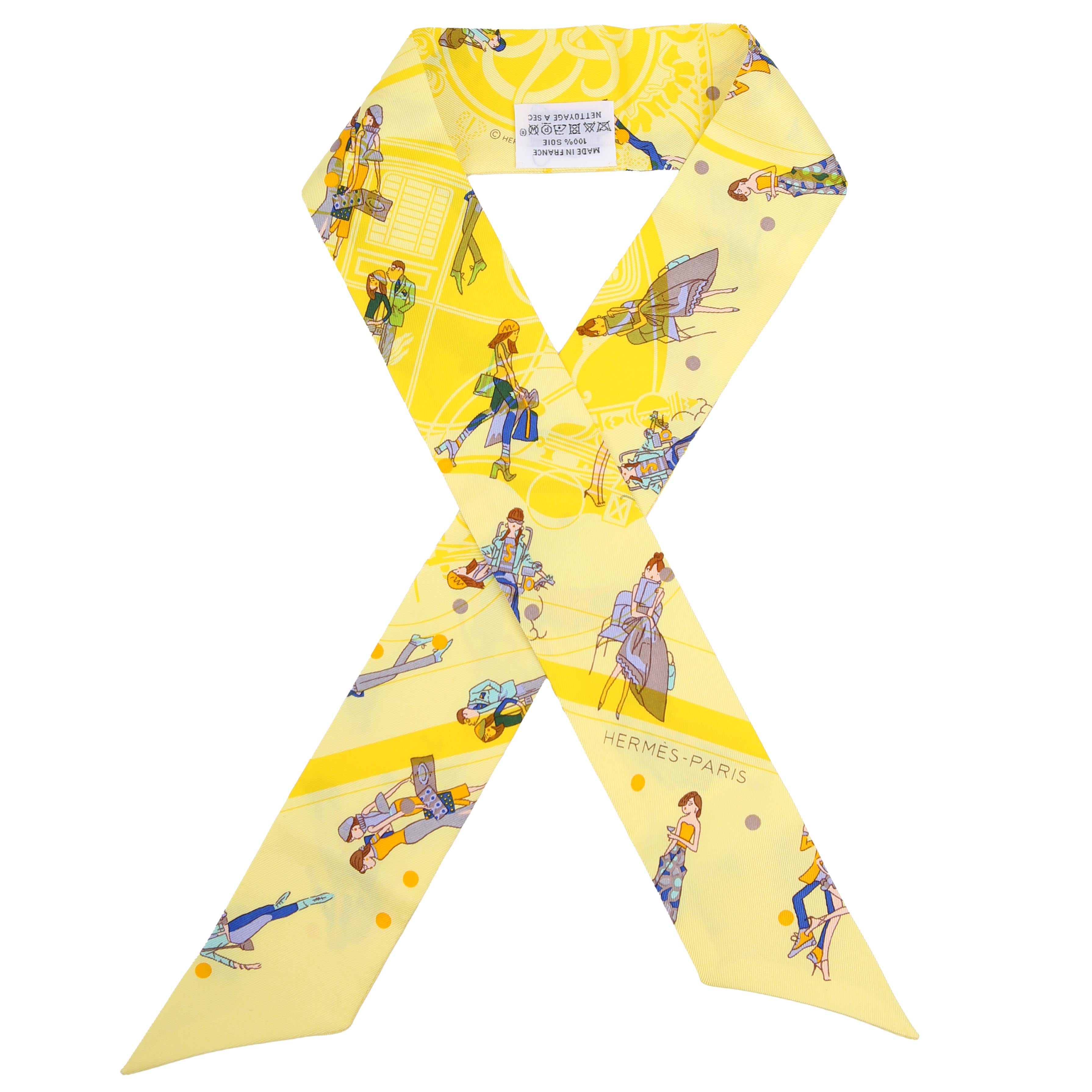Ex Libris Les Parisiennes Twilly Silk Scarf Yellow