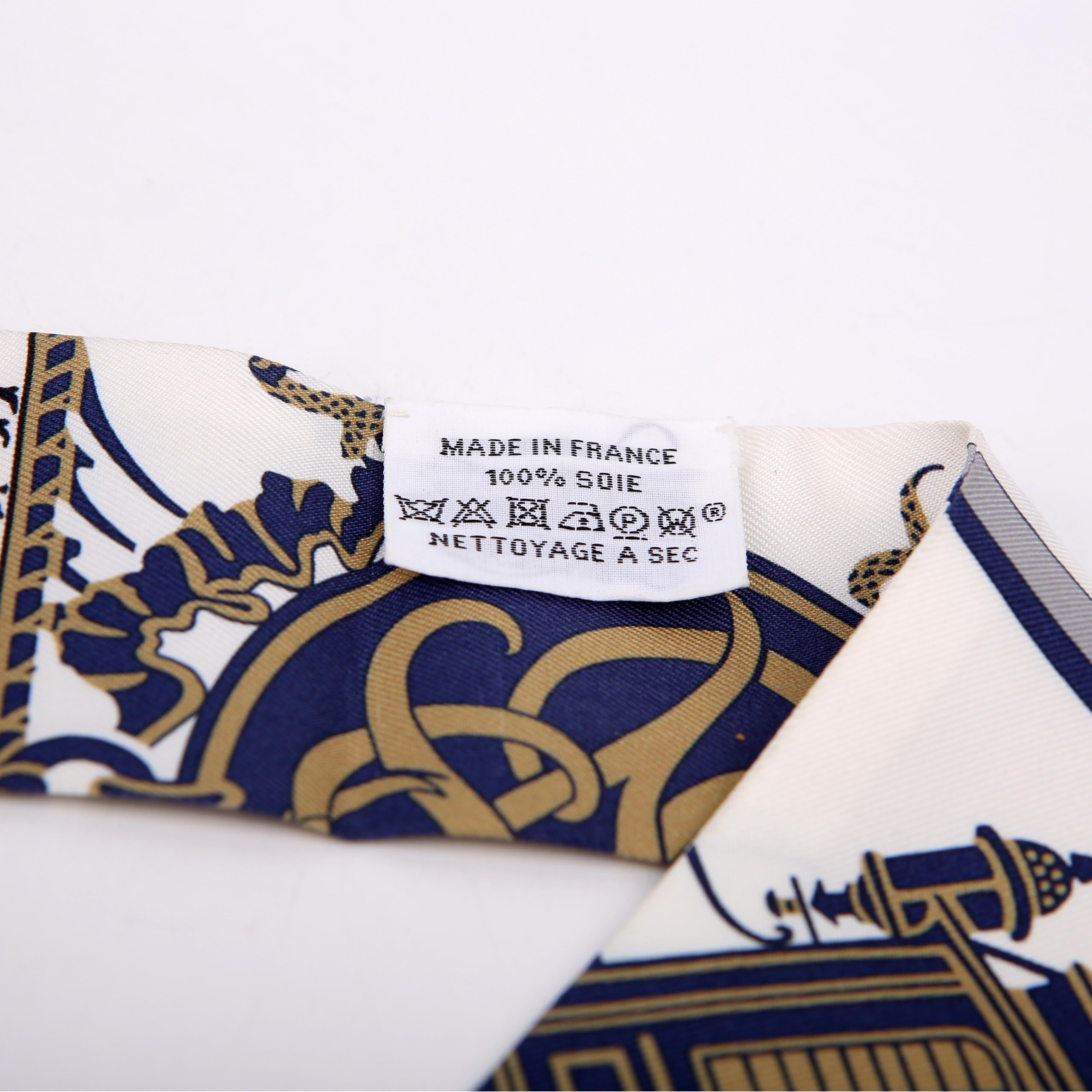 Hermes Ex Libris Twilly Silk Scarf