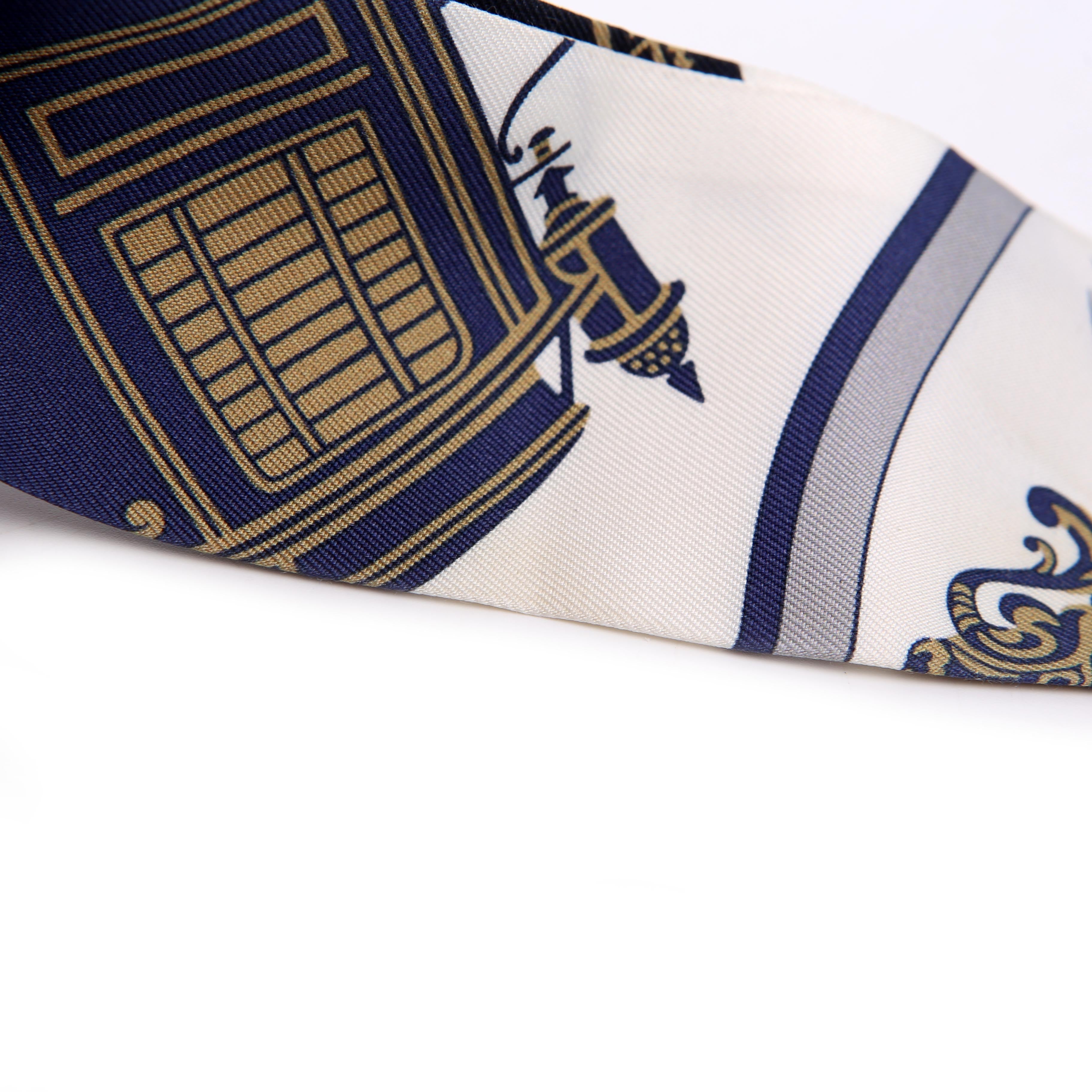 Hermes Ex Libris Twilly Silk Scarf