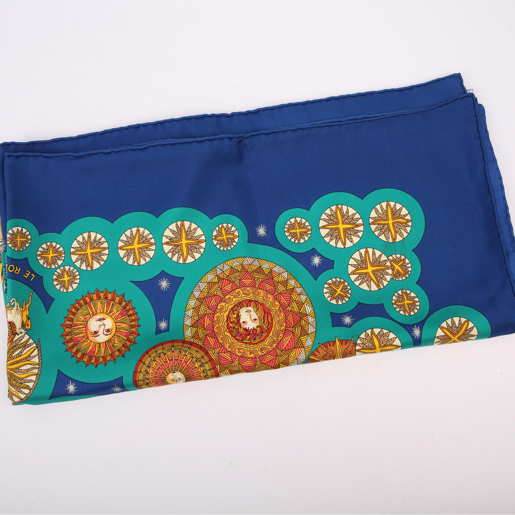 Le Roy Soleil 90CM Silk Scarf Blue