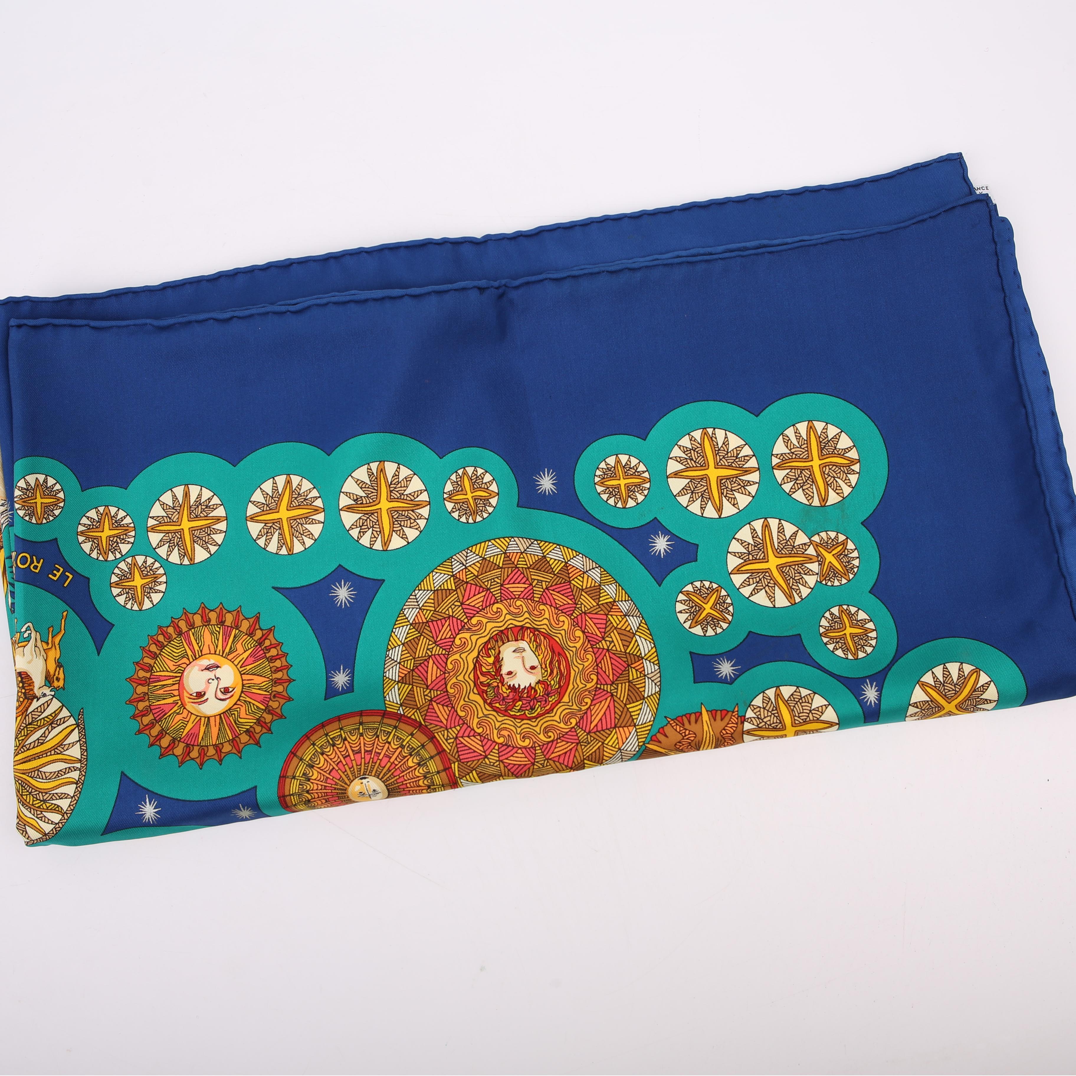 Le Roy Soleil 90CM Silk Scarf Blue