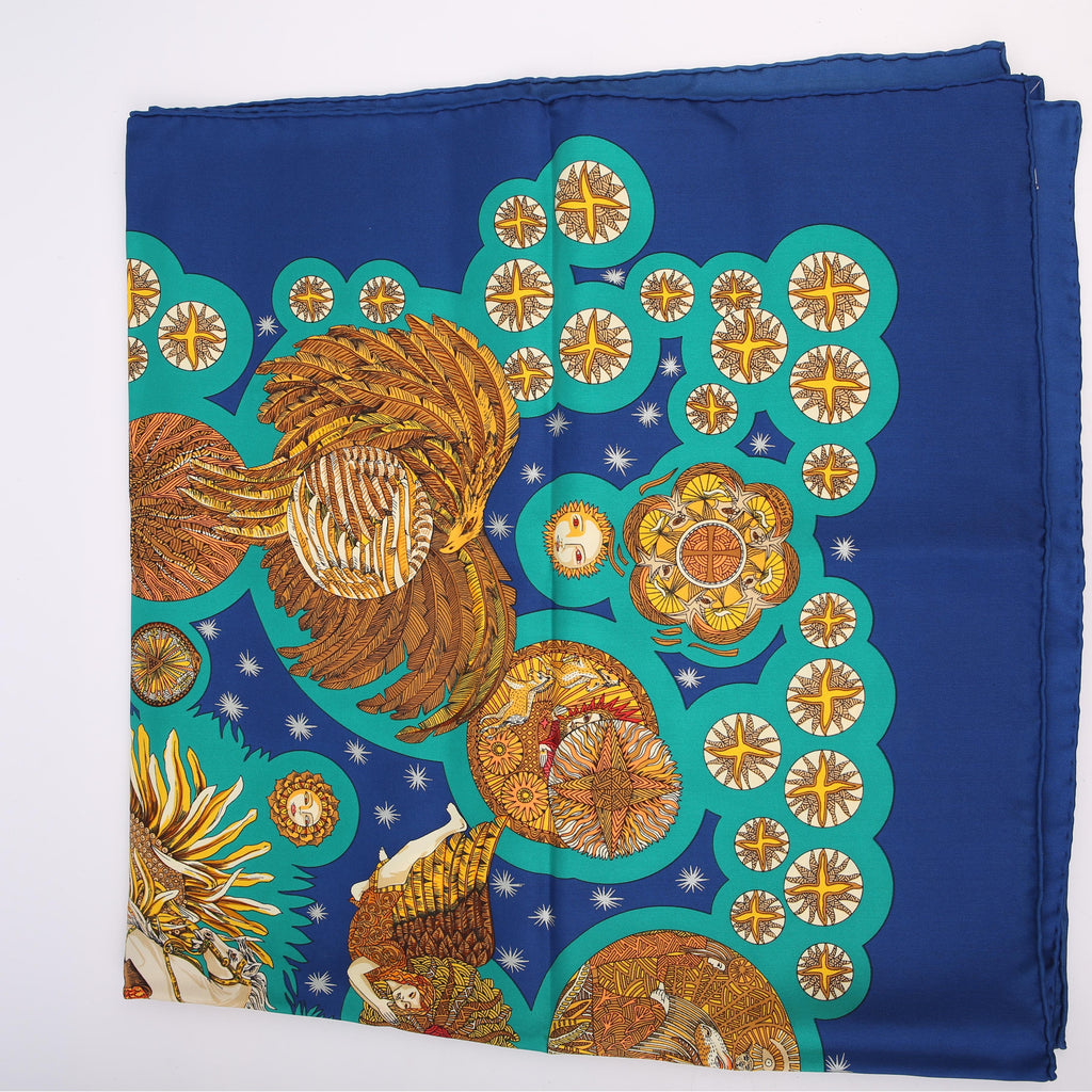 Le Roy Soleil 90CM Silk Scarf Blue