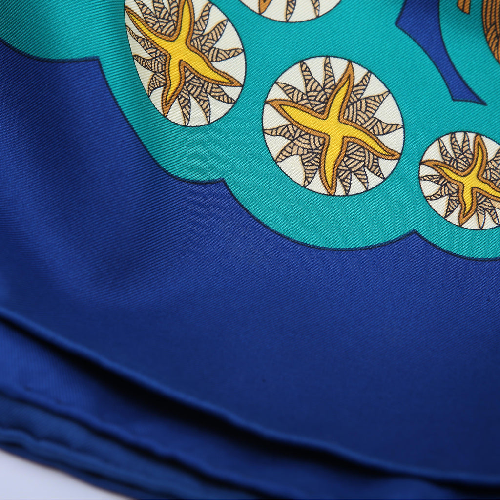 Le Roy Soleil 90CM Silk Scarf Blue