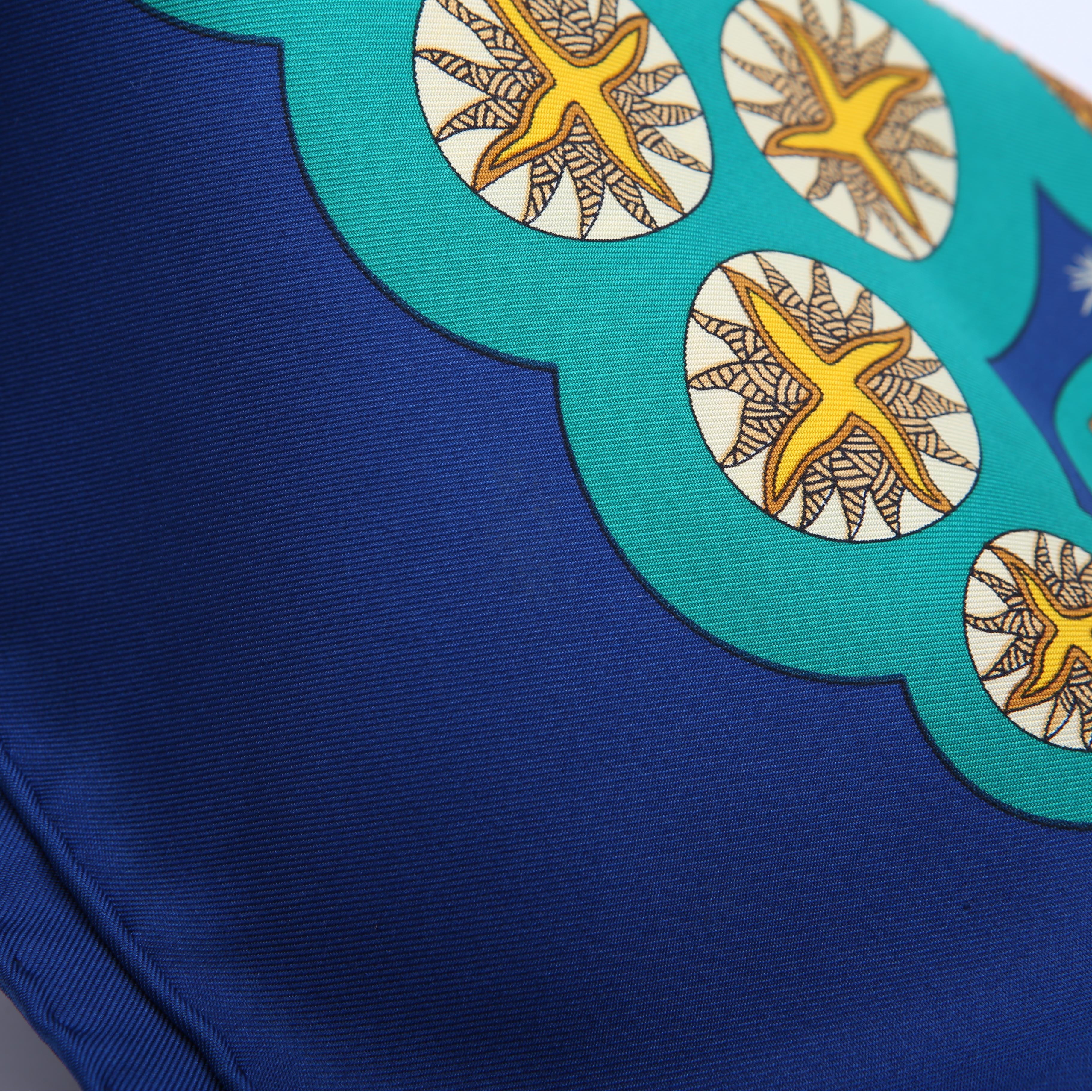 Le Roy Soleil 90CM Silk Scarf Blue