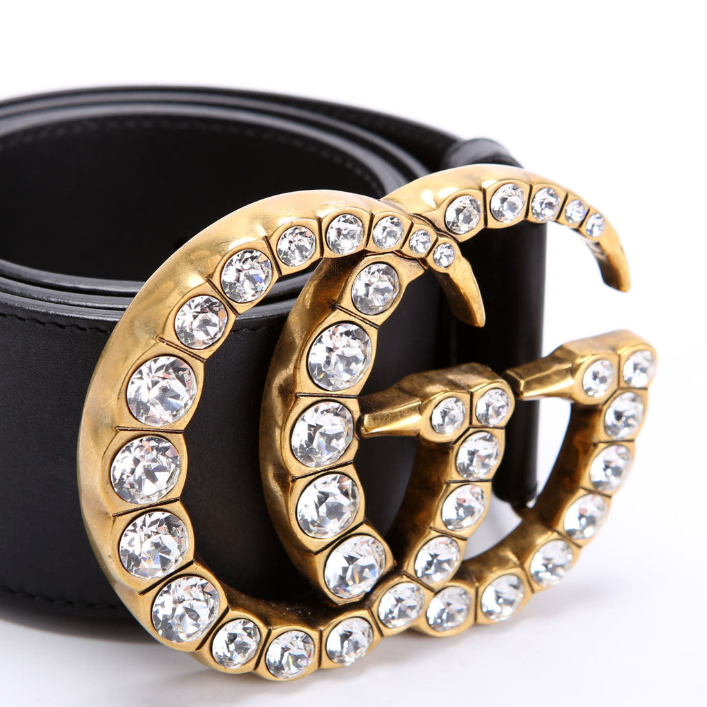 550110 Pearly GG Marmont Extra Wide Leather Belt Size 100/40 Black