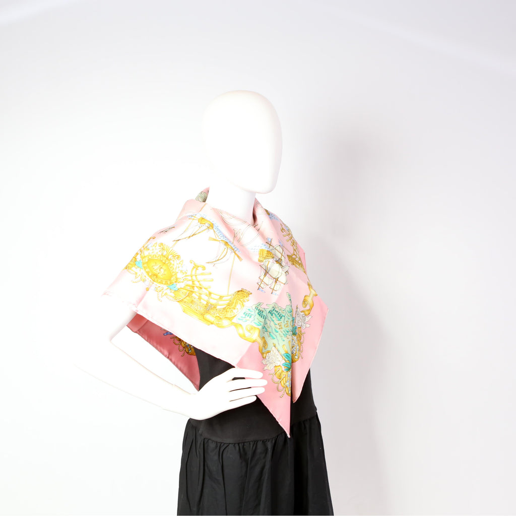 Hermes Voiles De Lumiere Silk Scarf 90CM Pink