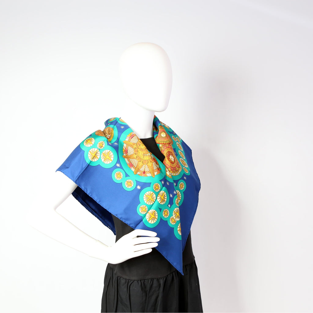 Le Roy Soleil 90CM Silk Scarf Blue