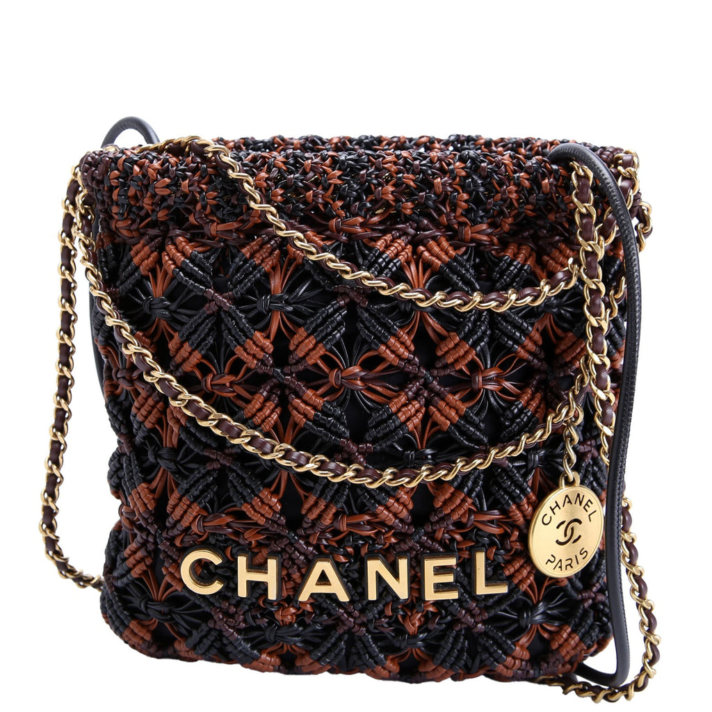 Chanel 22 Mini Macrame Calfskin (FRID) Black/Brown/Burgundy