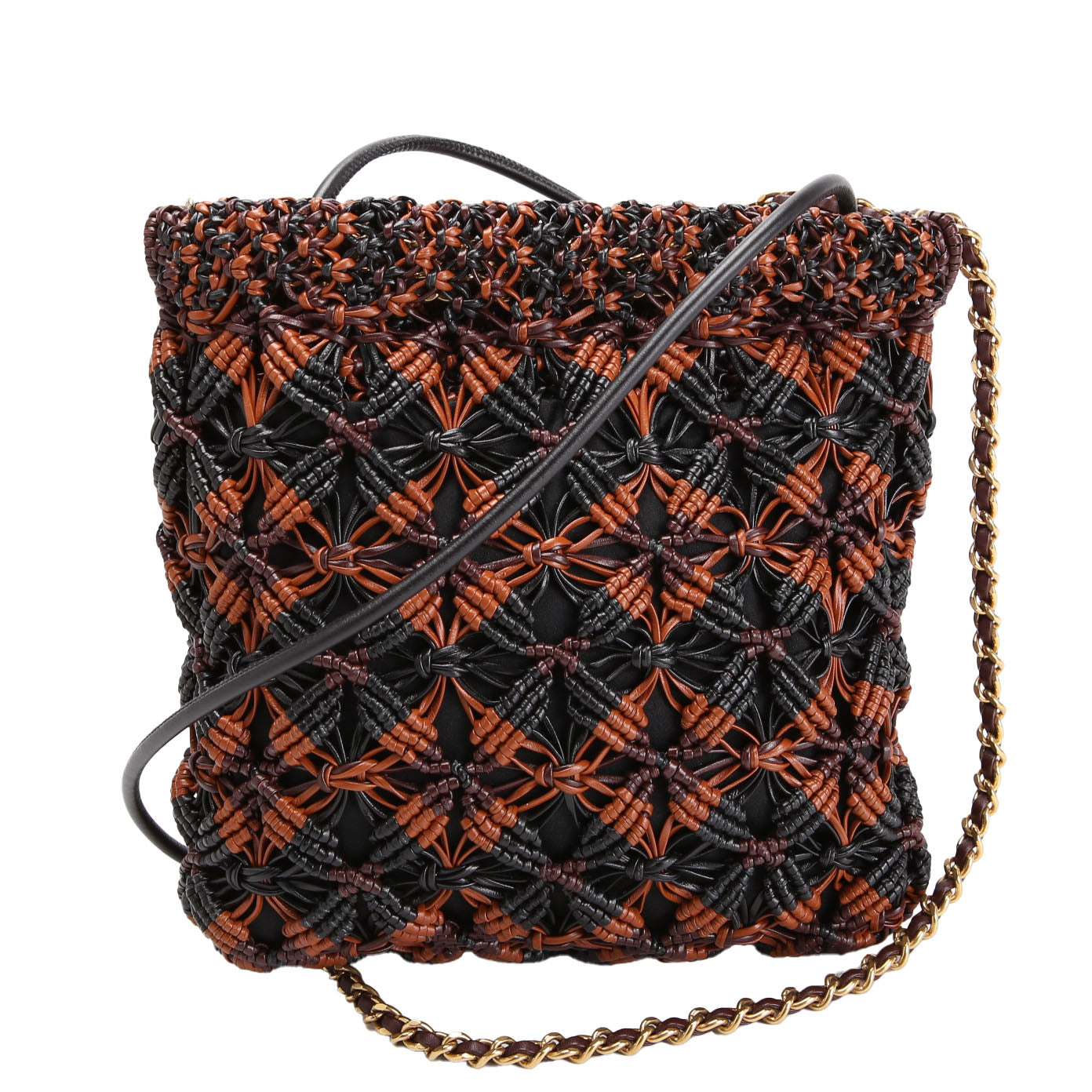 Chanel 22 Mini Macrame Calfskin (FRID) Black/Brown/Burgundy