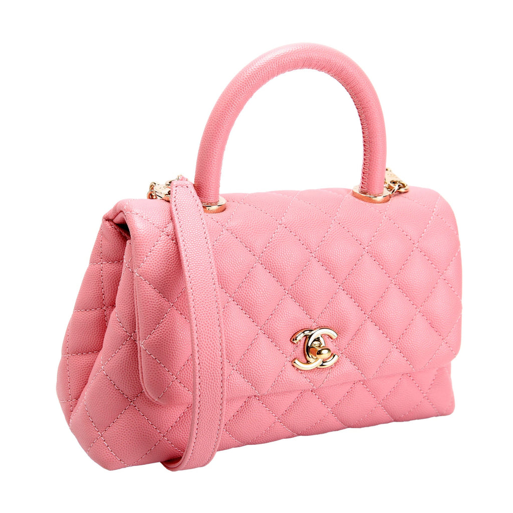Coco Top Handle Mini Caviar 30M Pink/Gold