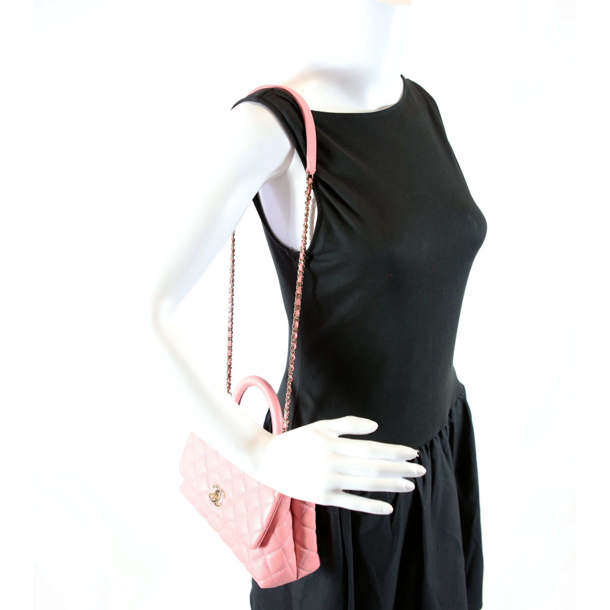 Coco Top Handle Mini Caviar 30M Pink/Gold