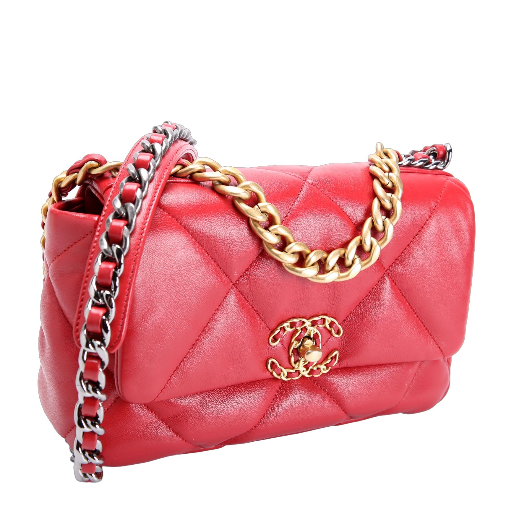 Quilted Goatskin 19 Medium Flap RFID Red