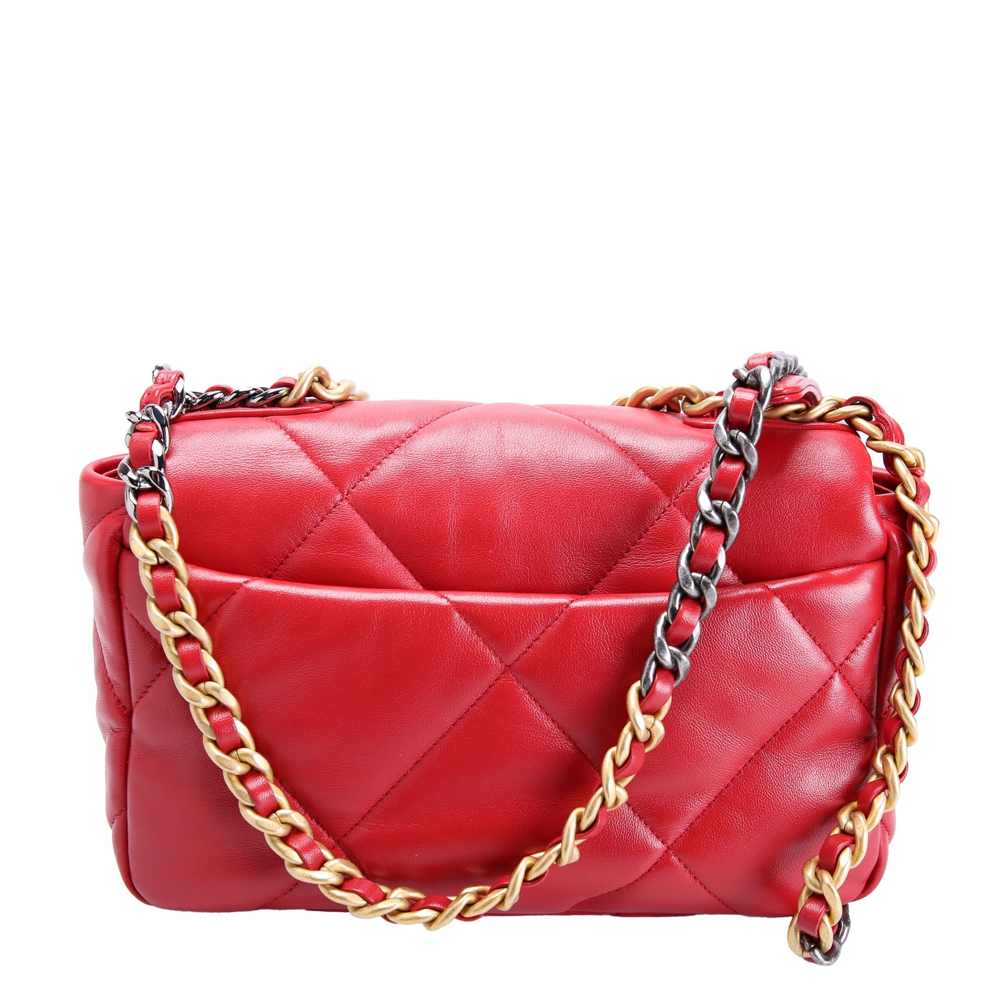 Quilted Goatskin 19 Medium Flap RFID Red