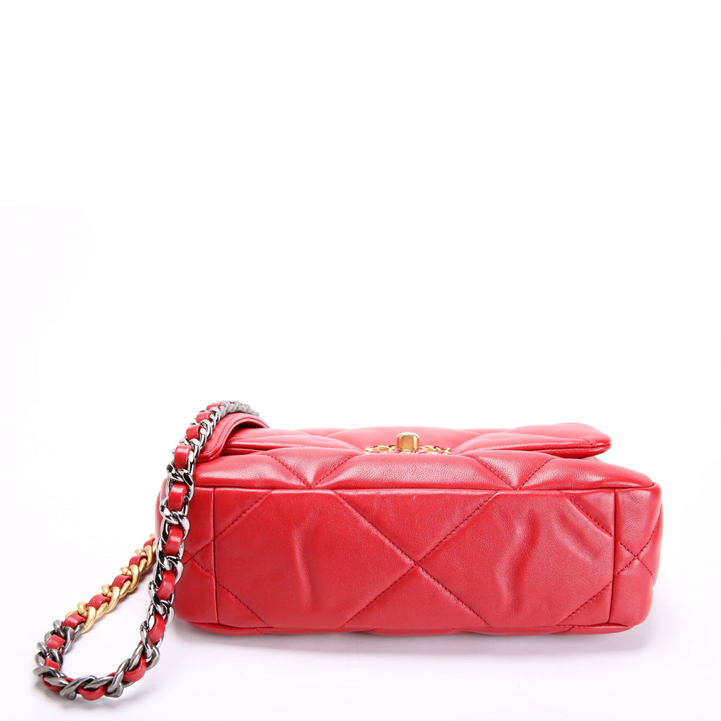 Quilted Goatskin 19 Medium Flap RFID Red