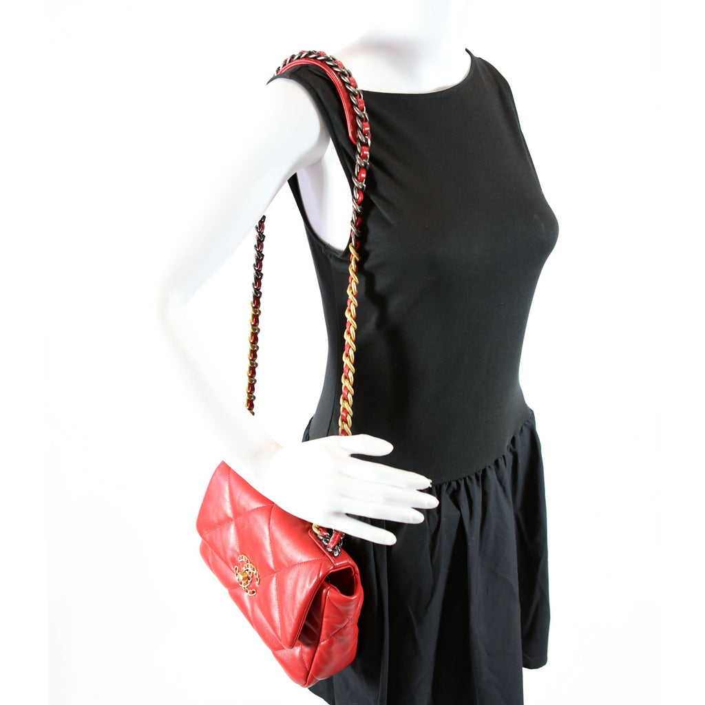 Quilted Goatskin 19 Medium Flap RFID Red