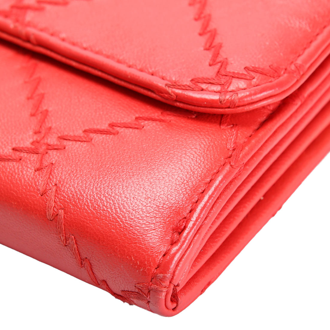CC Quilted East/West Flap Clutch Lambskin 14M Red/Silver
