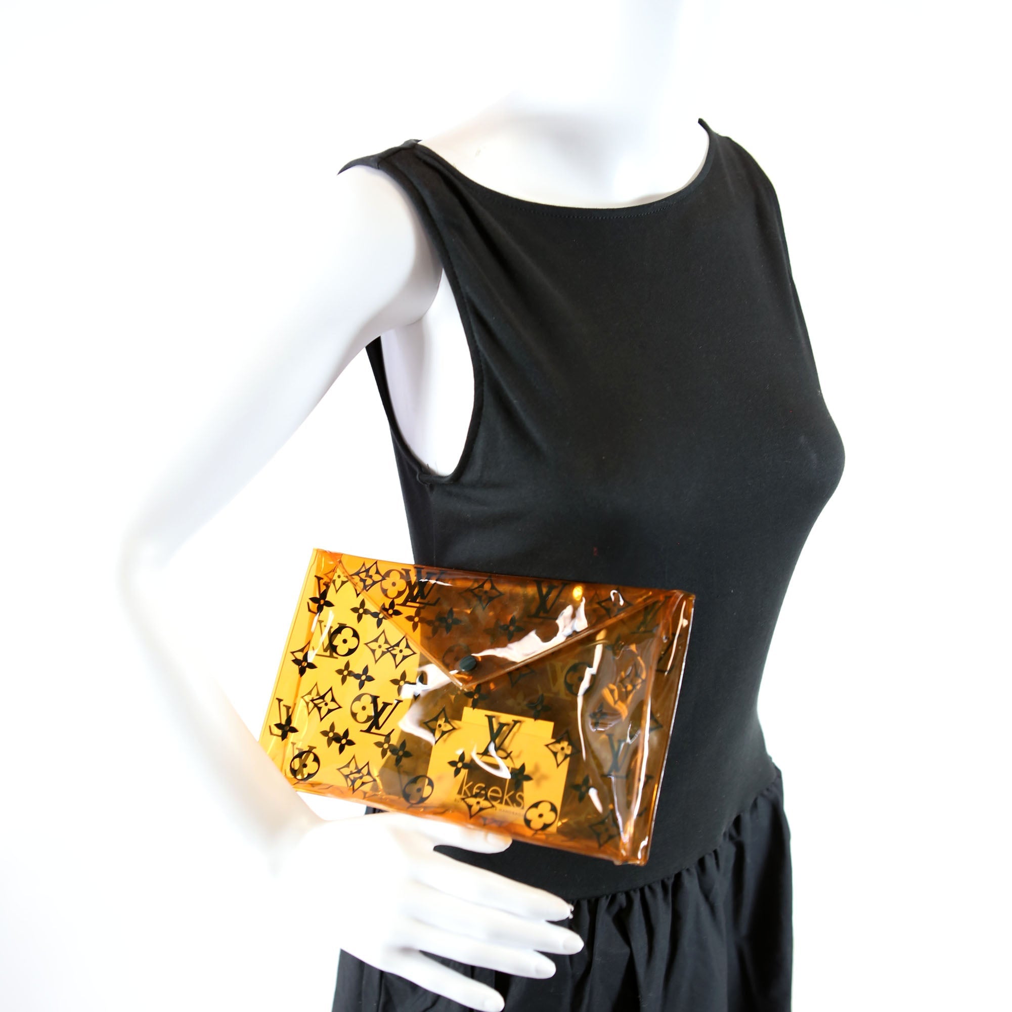 PVC Envelope Pouch Monogram Orange/Black