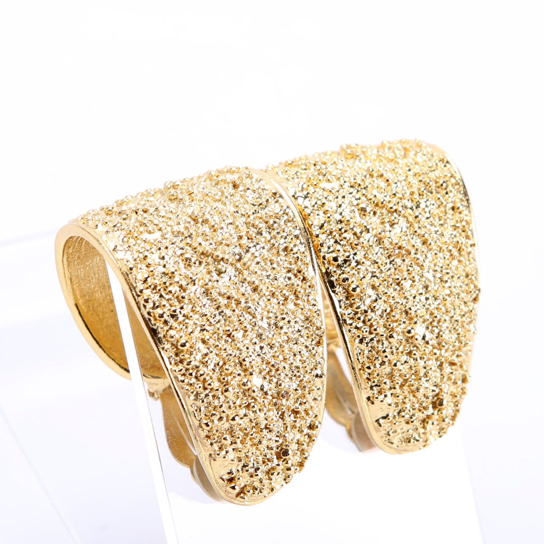 SAINT LAURENT Gilded Grain Clip-Ons Vintage Earrings Gold