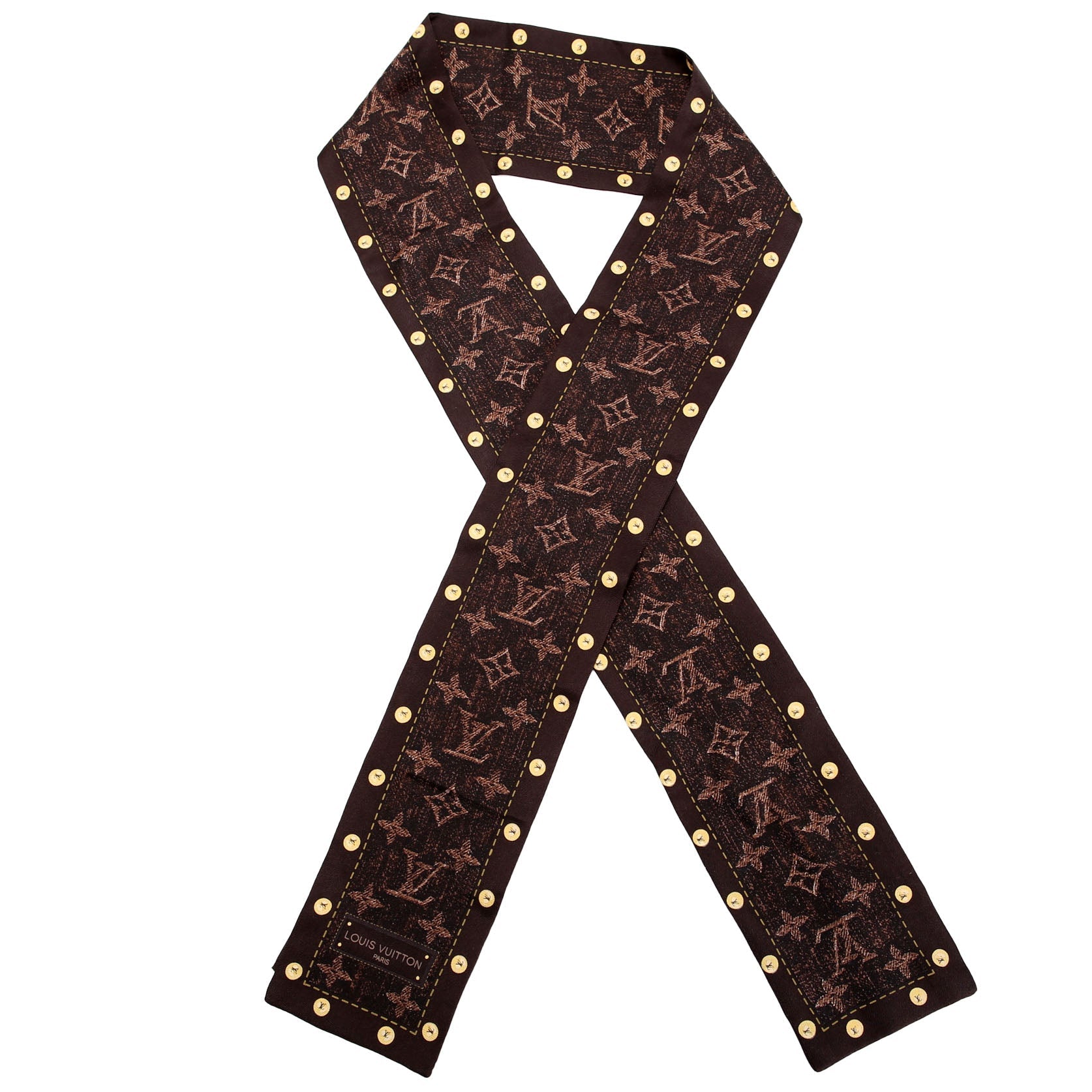 Denimgram Confidential Bandeau Silk Scarf Brown