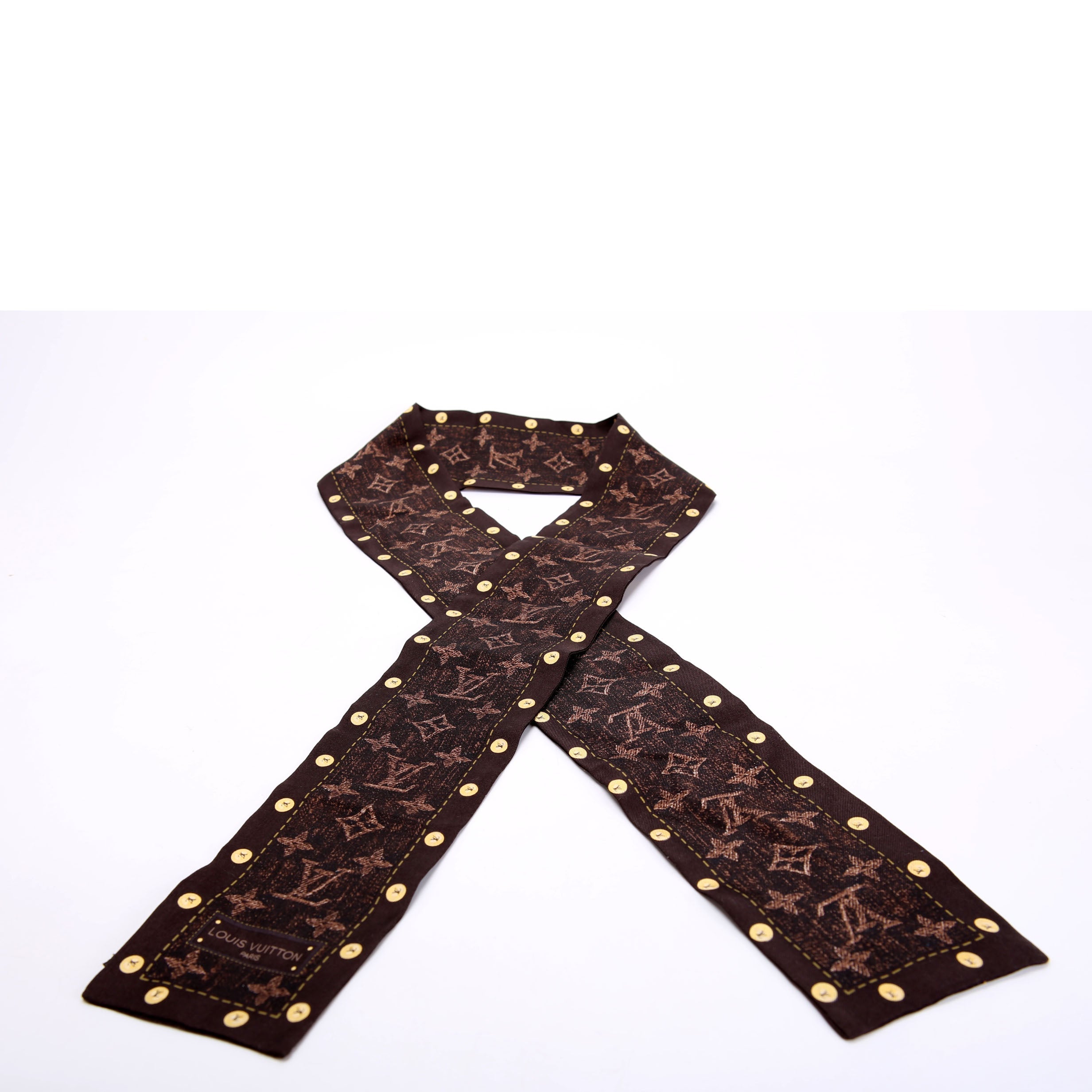 Denimgram Confidential Bandeau Silk Scarf Brown