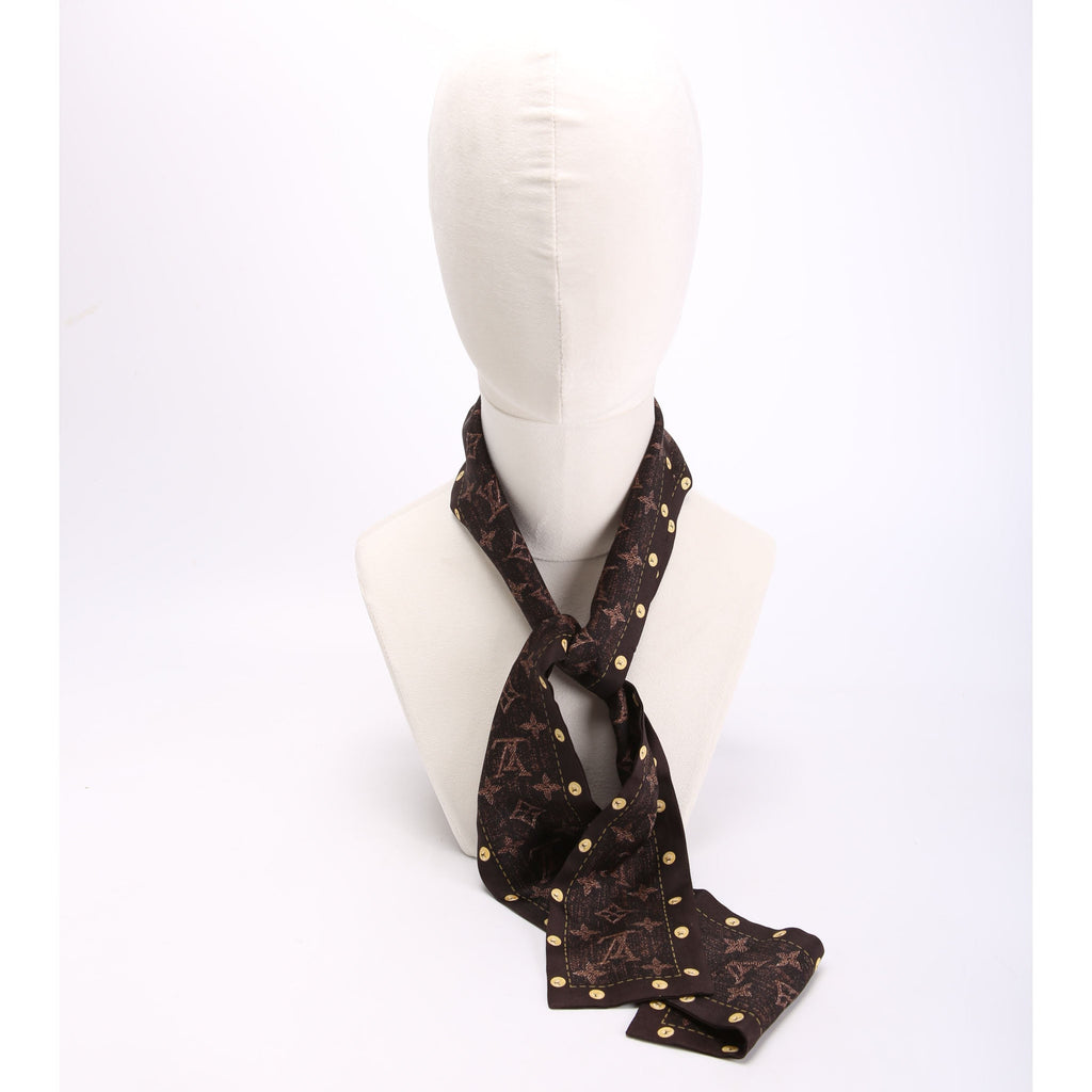Denimgram Confidential Bandeau Silk Scarf Brown