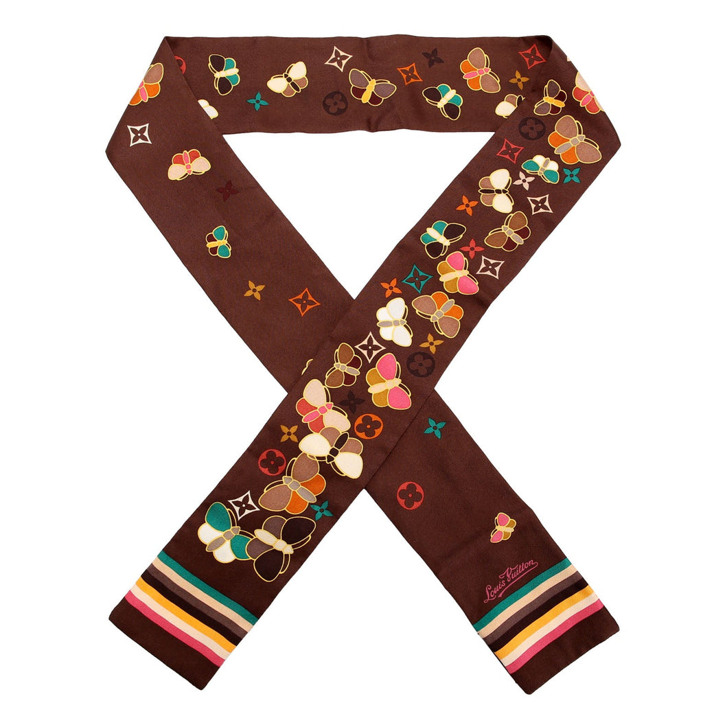 Papillon Butterfly Silk Bandeau Scarf Brown/Multicolor