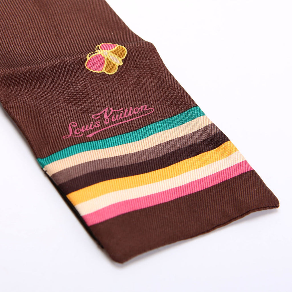 Papillon Butterfly Silk Bandeau Scarf Brown/Multicolor