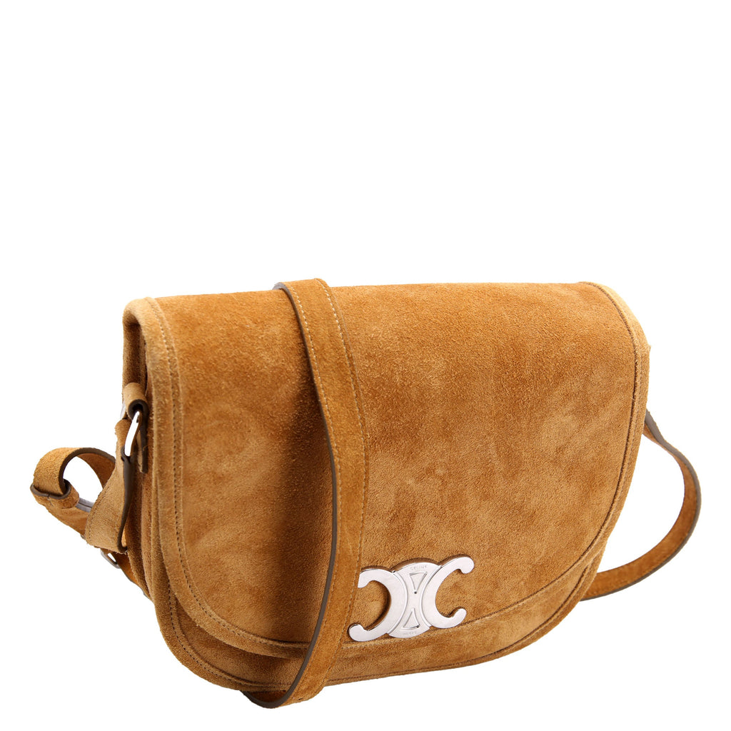 Triomphe Suede Messenger Medium Tan