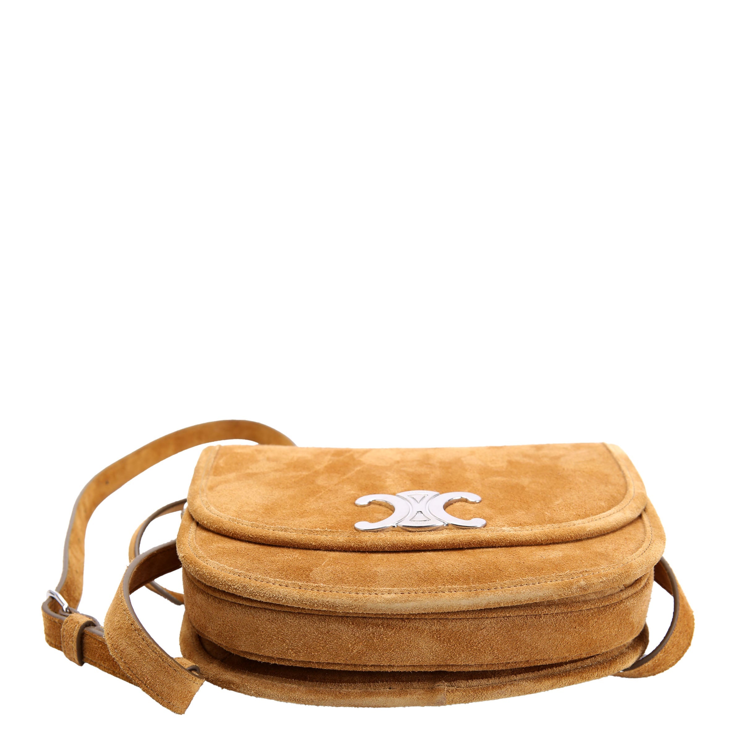 Triomphe Suede Messenger Medium Tan