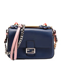 8M0371 Micro Double Baguette Ruffle Leather Navy/Pink