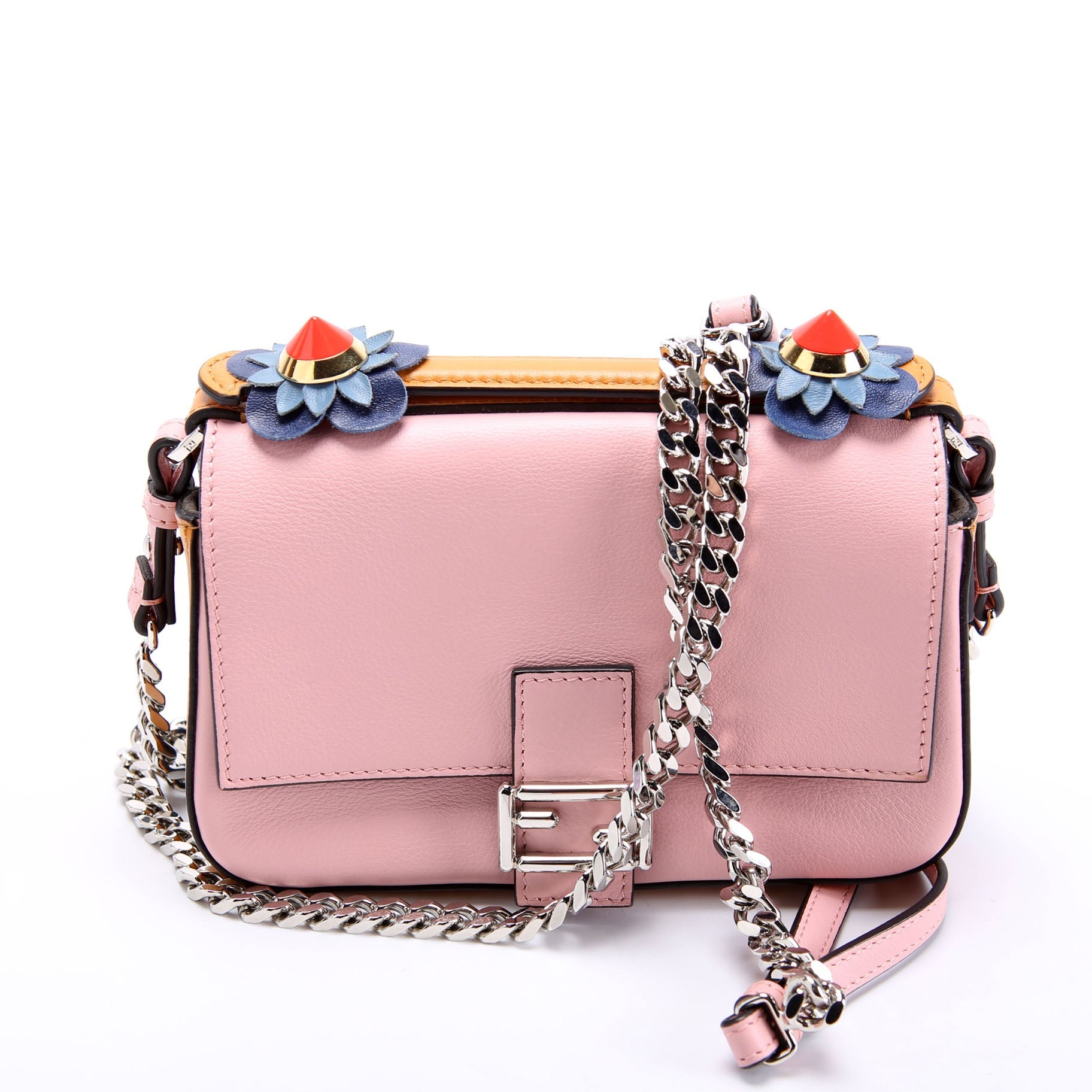 8M0371 Micro Double Baguette Ruffle Leather Navy/Pink