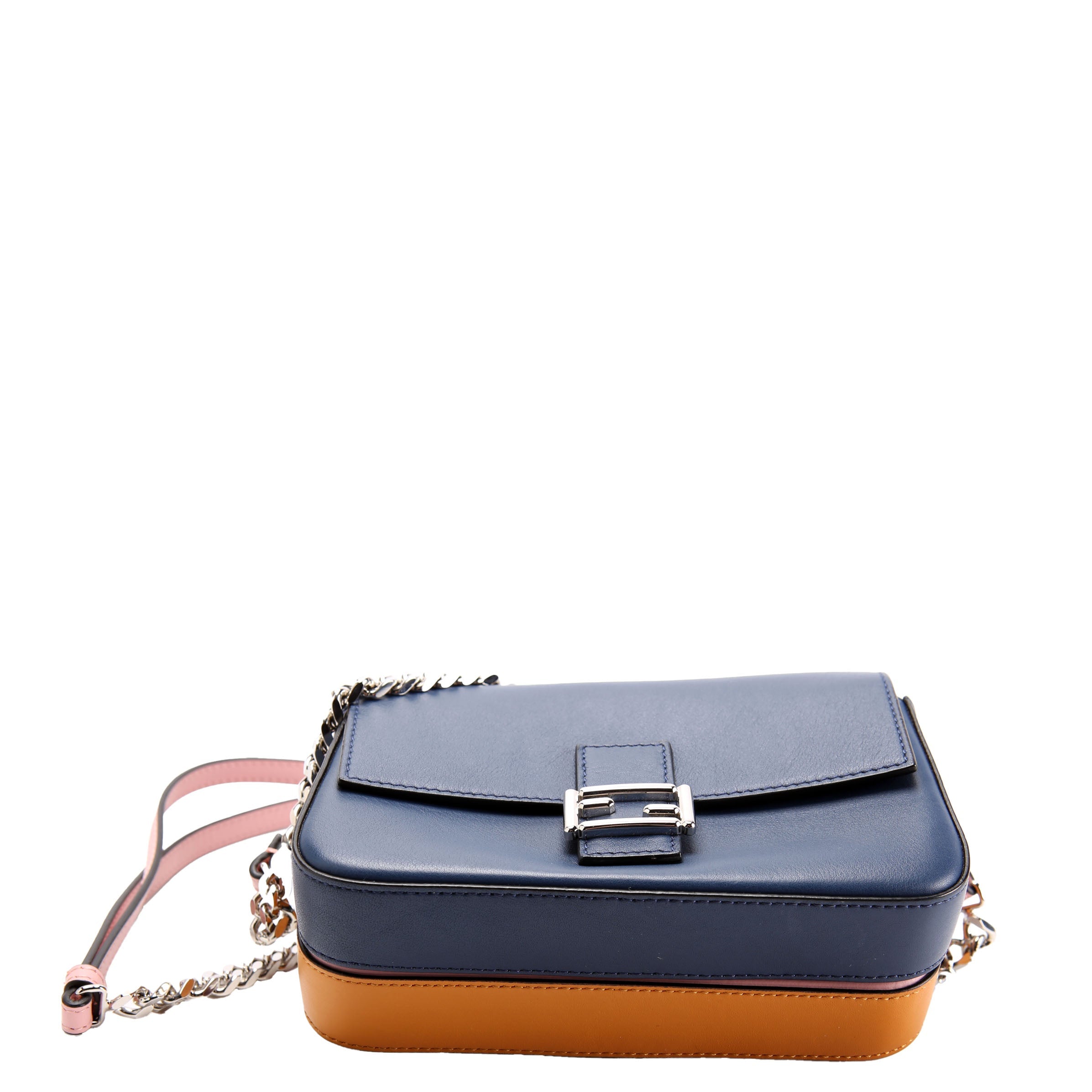 8M0371 Micro Double Baguette Ruffle Leather Navy/Pink