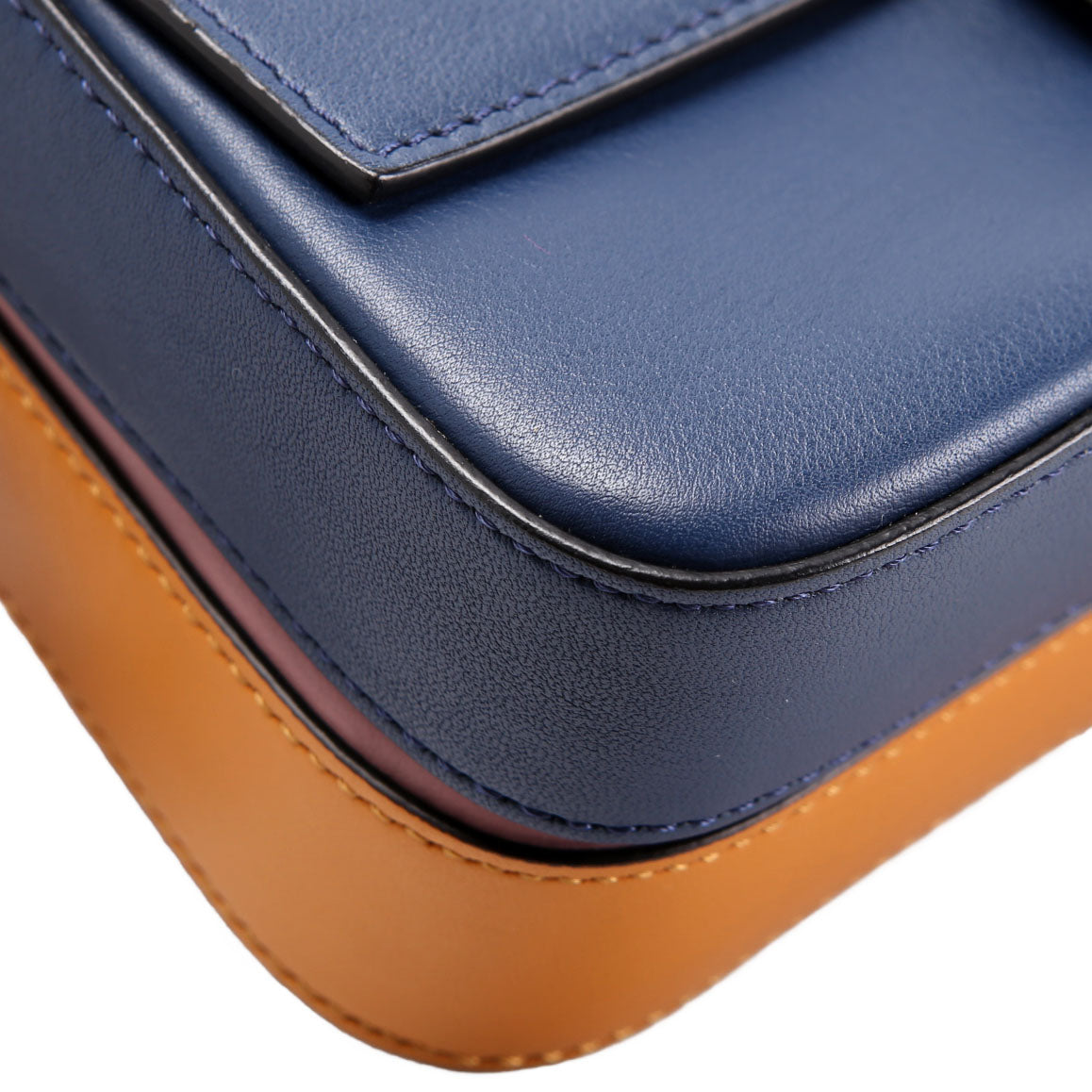 8M0371 Micro Double Baguette Ruffle Leather Navy/Pink