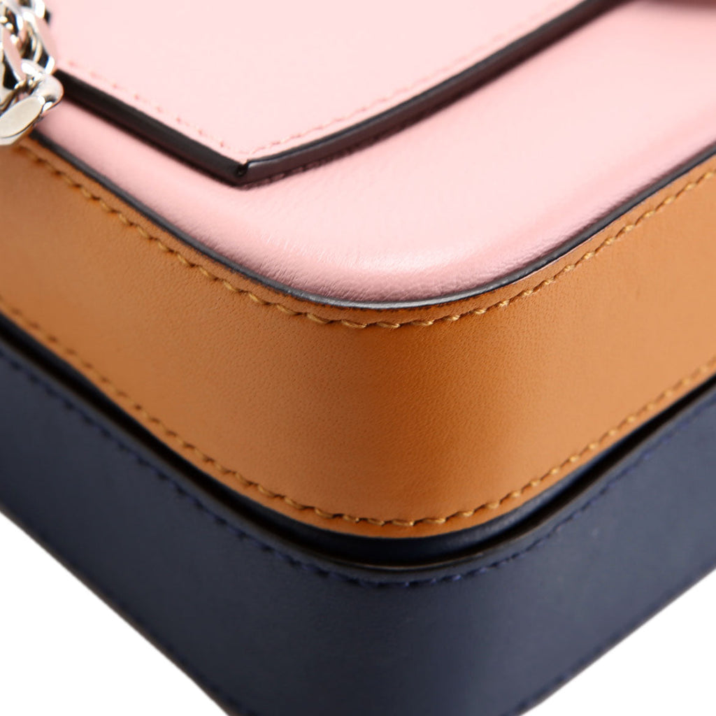 8M0371 Micro Double Baguette Ruffle Leather Navy/Pink