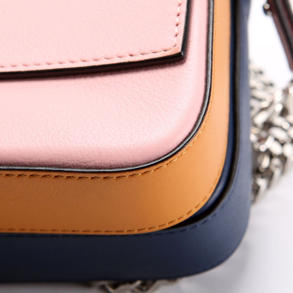 8M0371 Micro Double Baguette Ruffle Leather Navy/Pink
