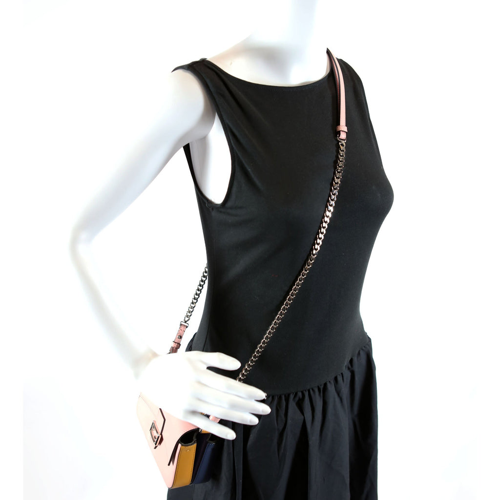 8M0371 Micro Double Baguette Ruffle Leather Navy/Pink