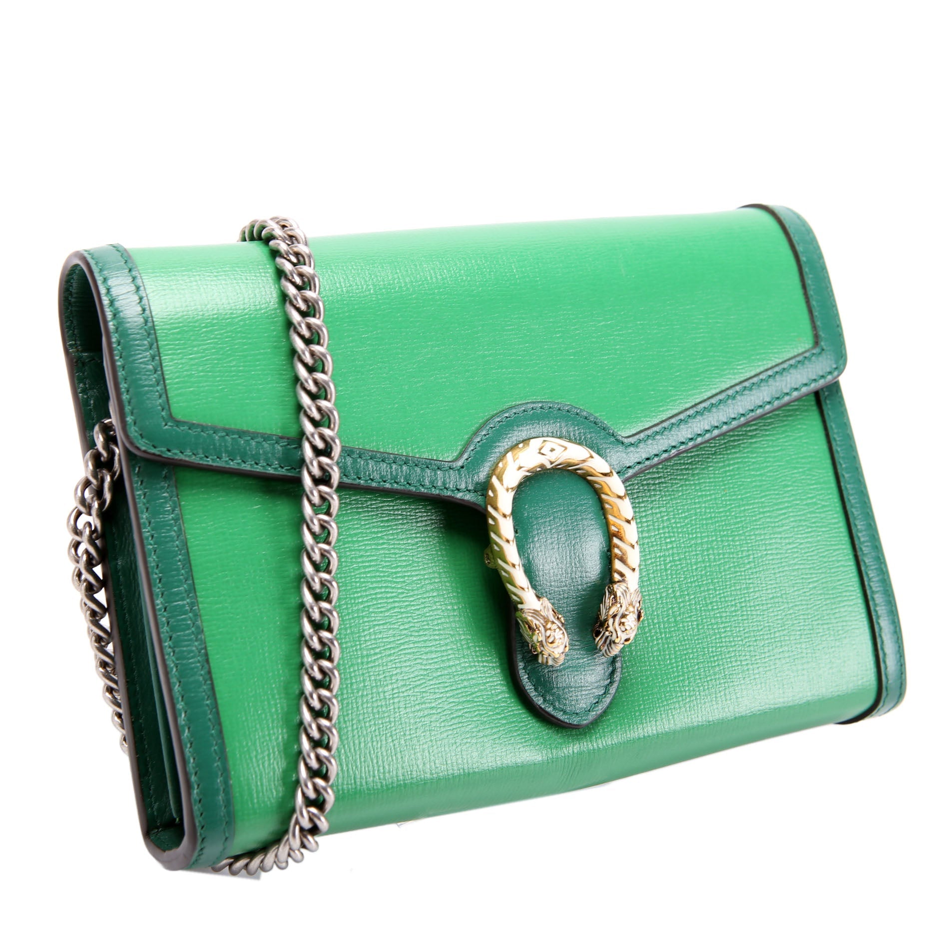 Gucci 401231 Dionysus Enamel Mini Wallet Green