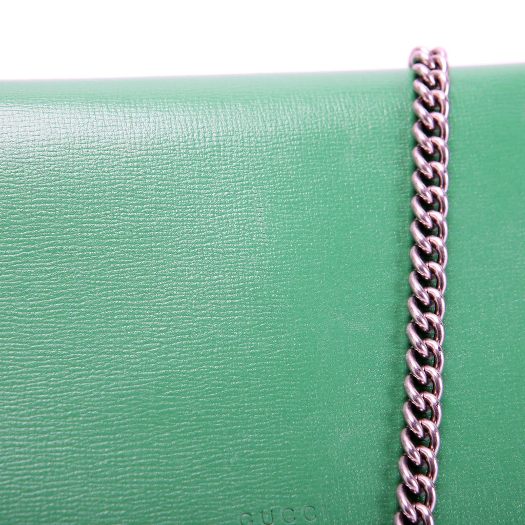 Gucci 401231 Dionysus Enamel Mini Wallet Green