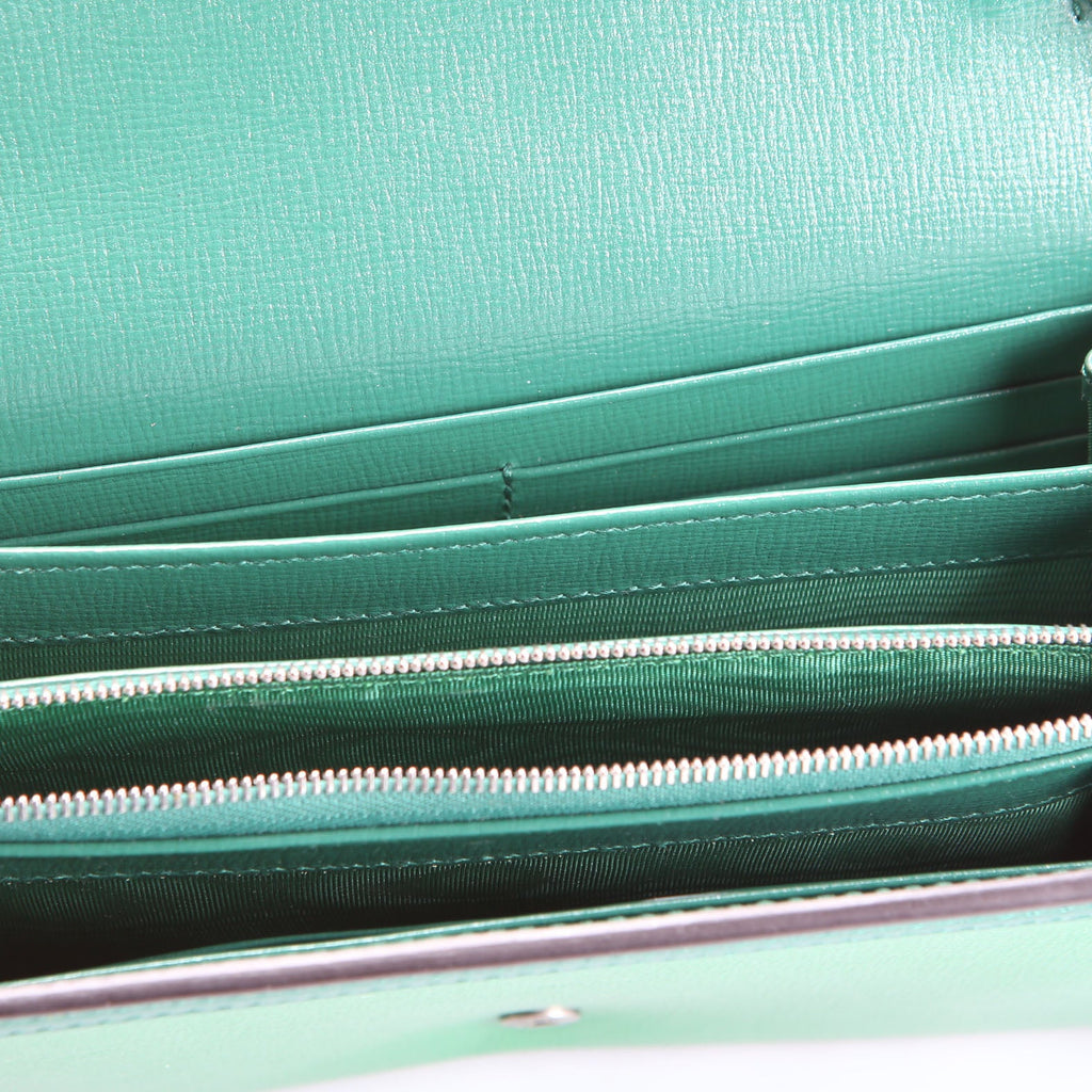 Gucci 401231 Dionysus Enamel Mini Wallet Green