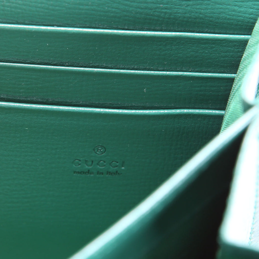 Gucci 401231 Dionysus Enamel Mini Wallet Green