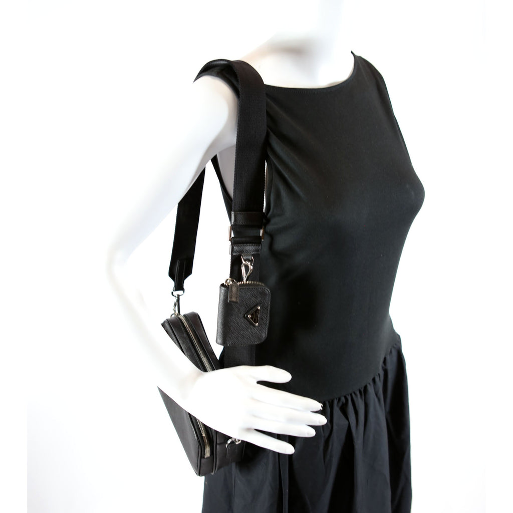 Prada 2VH170 Saffiano Leather Crossbody Black