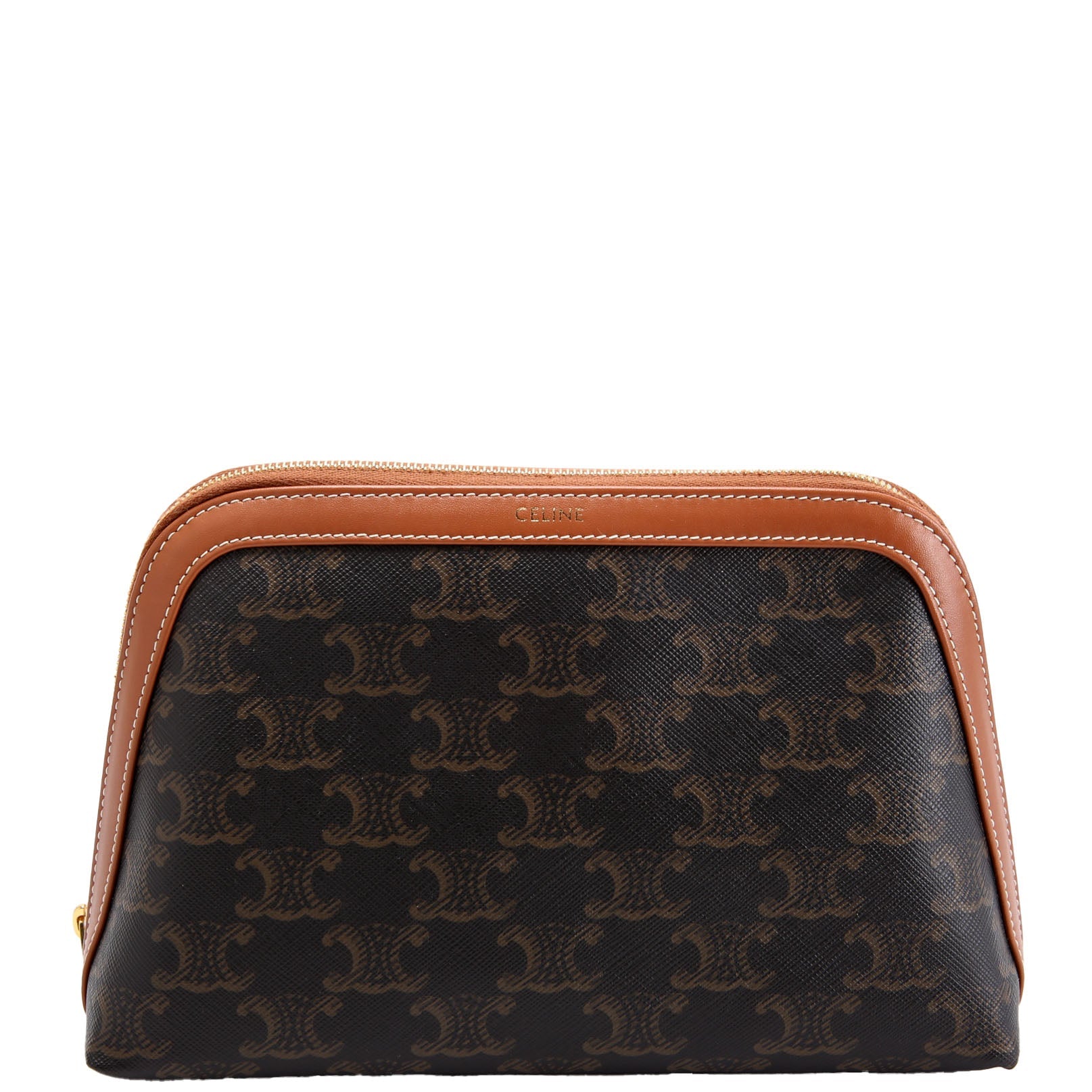 Triomphe Canvas Cosmetic Pouch Medium Brown