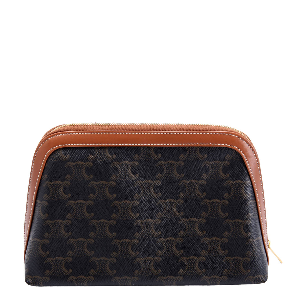 Triomphe Canvas Cosmetic Pouch Medium Brown