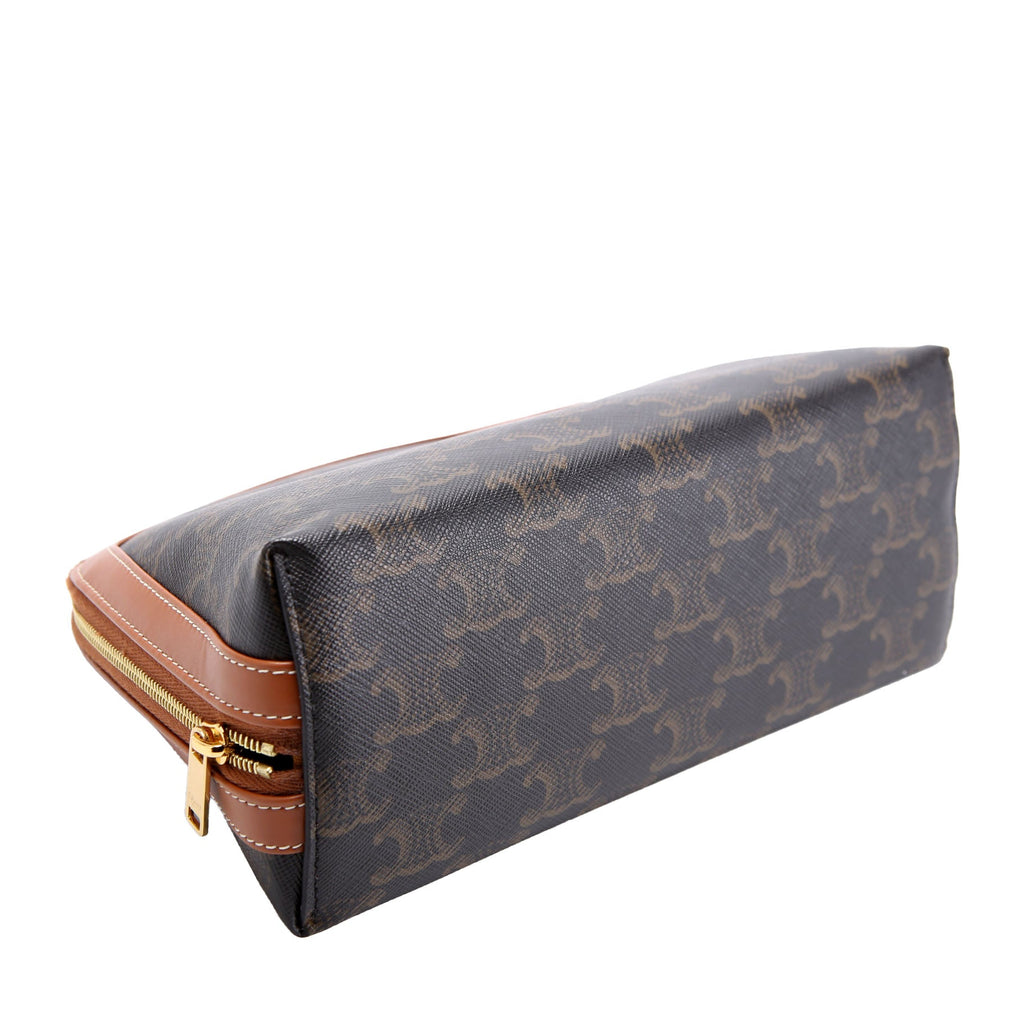 Triomphe Canvas Cosmetic Pouch Medium Brown